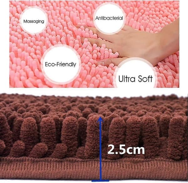 Badeværelsestæpper, Chenille skridsikker bademåtte super absorberende badeværelsesgulv