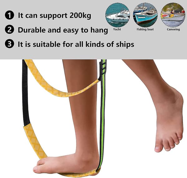 Båtrepstege, bärbar båtrepstege förlängning fiskerepstege för uppblåsbar båt, kajak V 5 Step Yellow