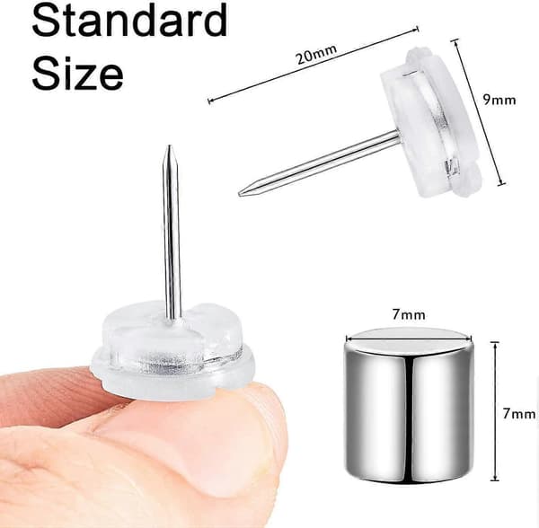 Magnetiske Pushpins Magnetacks Magnetknapper (20 stk, sølv)