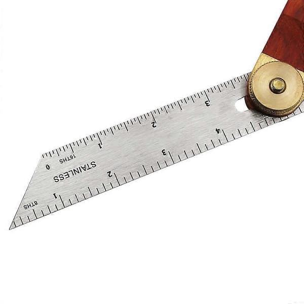 Vinkelmåler i rustfritt stål og tre, 203 mm skaft, 0 til 360 grader, slitesterk