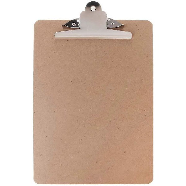A4 bærbar træ clipboard, hård mappe med sommerfugleclips, kontorartikler til kontor og skole (2 stk)