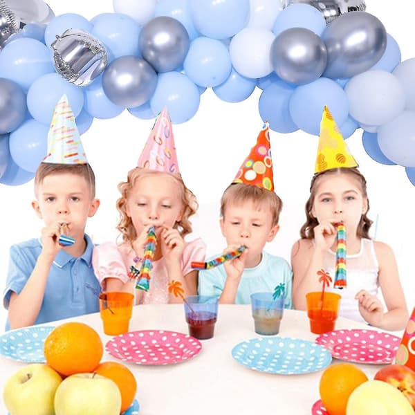 Blå Bursdagsdekorasjonsballonger Bursdagsfeiring Arrangement Bab