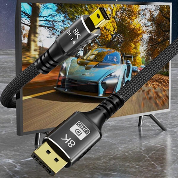 Mini DP til DP 1.4 Adapterkabel 8K Videodatakabler for Skjerm 1 Meter