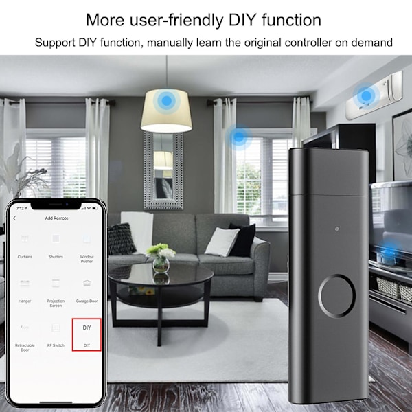 Universal Fjärrkontroll RF433 Intelligent ABS Bred Applikation WiFi IR Fjärrkontroll för TV