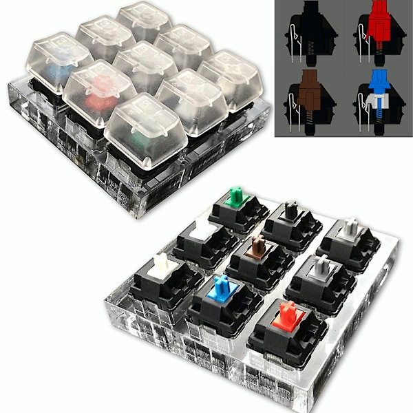 Akryltangentbordstestare 9 Klar Plasttangentlocksprov för Cherry MX-brytare