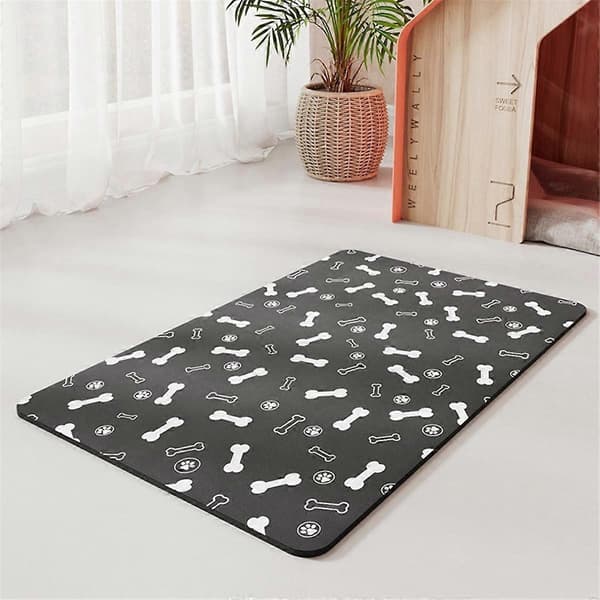 Fodermåtte til kæledyr - Absorberende hundefodermåtte - Hundemåtte til mad og vand - Pletfri hurtigtørrende hundevanddispensermåtte 40x60cm, A