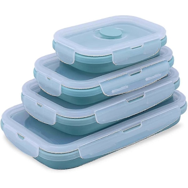 Set med 4 hopfällbara matförvaringsbehållare i silikon, BPA-fria
