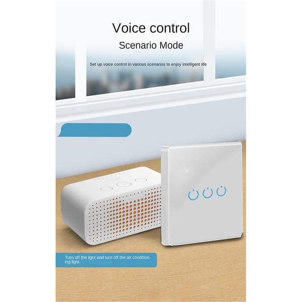 Tuya Wifi Smart Switch Touch Ljusbrytare Enkel Nolla Strömförande Ledning Universal 2 Brytare Vit