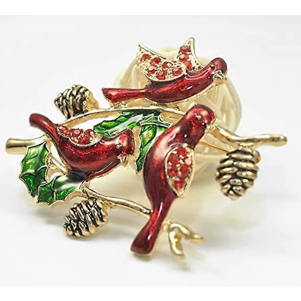 Julbroch med 3 fåglar, elegant brosch med tre fåglar, corsage, modeaccessoar, bröstspänne