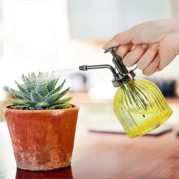 Retro Vandforstøver, 200 ml Glas Vandkande til Planter, Glas Vandkande, gul