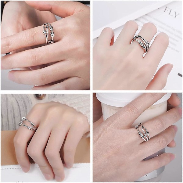 925 Sterling Silver Ring för Kvinnor Män Fidget Fredsringar för Stresslindring