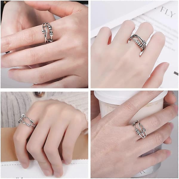 925 Sterling Sølv Ring for Kvinner Menn Fidget Fredsringer for Stresslindring