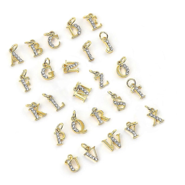 Neglekunst 26 Engelske Bogstaver Diamantsmykker DIY Smykketilbehør Legering Lille Vedhæng Armbåndsvedhæng Tilbehør
