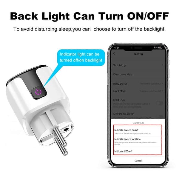 20A Smart Socket Tuya Wifi Smart Plugg Strøm AC100-240V Uttak Alexa Home Stemmestyring Timing Socket Tuya S