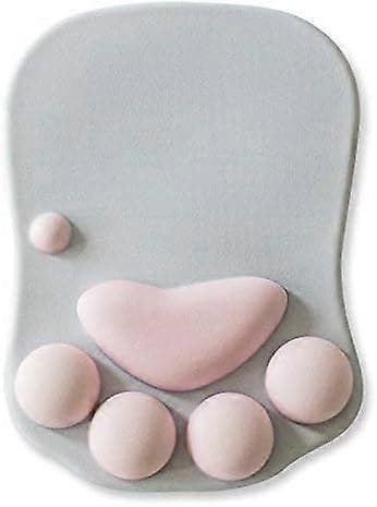[Katte Klo] Blød Silikone Håndledsstøtte, Sød Håndledspude, Musemåtte, Grå+Pink, 7.9x11.4