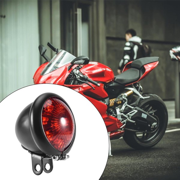 Punainen 12V LED Musta säädettävä Cafe Racer Style -takavalo Moottoripyörät Moottoripyörä Jarru Takavalo Takavalo Harley Chopper Bobberille