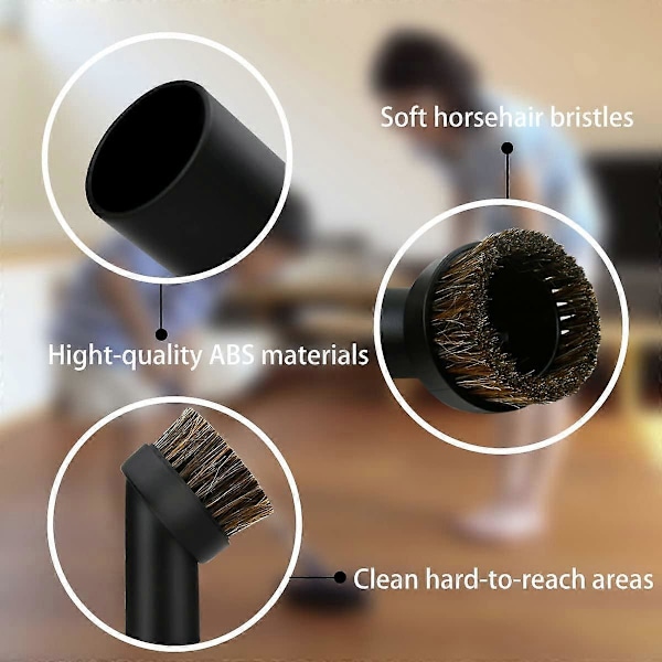 2 kpl Musta Pyöreä Pölyharja 1.25'' Imuletku 25mm Hevosenjouhi Useimpiin Imureihin