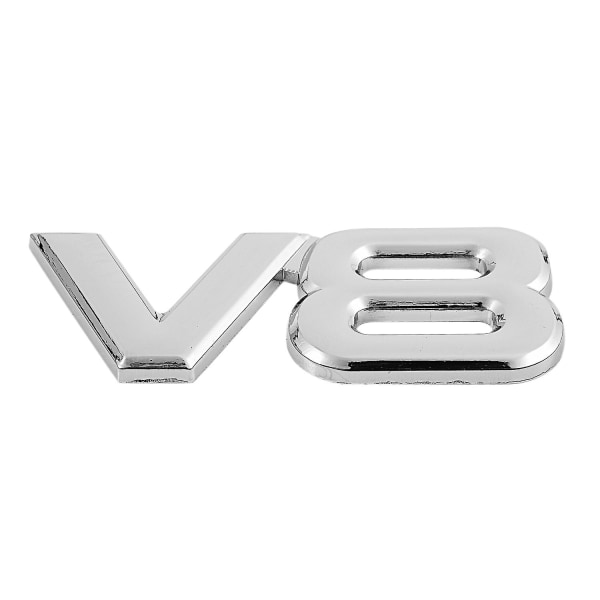 3D Silver Auto Motor V8 Bildekal Emblem Badge 7,5x3,5cm