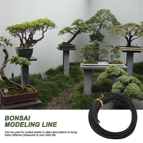 10 ruller Bonsai-tråde anodiseret aluminium Bonsai-træningstråd i 5 størrelser - 1,0 mm, 1,5 mm, 2,0 mm, 2,5 mm, 3,0 mm sort