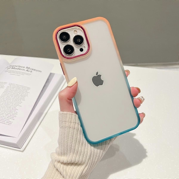 Mobildeksel for iPhone 12 Pro Max, [Ingen Gulning] støtsikker beskyttende mobildeksel Ultra Tynn Ultra Tynn mobildeksel, Oransje+Blå