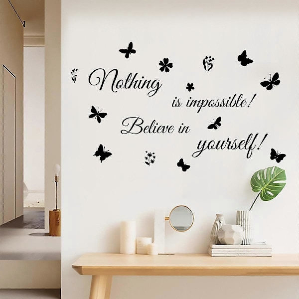 Motivationskonst Citat Väggdekaler, Vinyl Bokstäver Motto Väggdekor, Avtagbar DIY Skylt Väggmålning för Sovrum, Vardagsrum, Heminredning