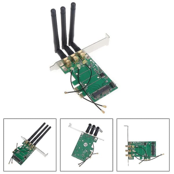 Højhastigheds Mini Til Pci-e 1x 3 Antenne Netværkskort Adapter Trådløs
