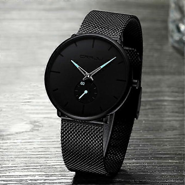 Herreklokker Ultratynn Minimalistisk Vanntett - Mote Armbåndsur for Menn Unisex Dress med Rustfritt Stål Mesh Rem