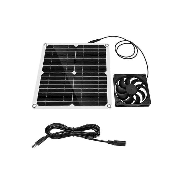 Solpaneldrevet ventilator 11 tommer ventilator solcelleudsugningsventilator til kæledyr fjerkræhus drivhus RV Ro