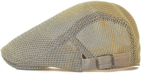 Men Able Mesh Hatt Justerbar Gutt Beret Ivy Caps Flat Cap Khaki