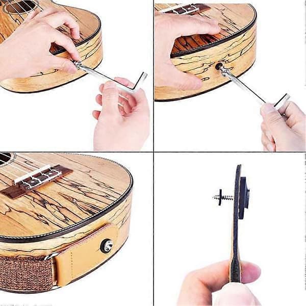12-pack Ukulele-remmar Lås Knappar Kit Gummirem Block och End Pins för Akustisk Ukulele