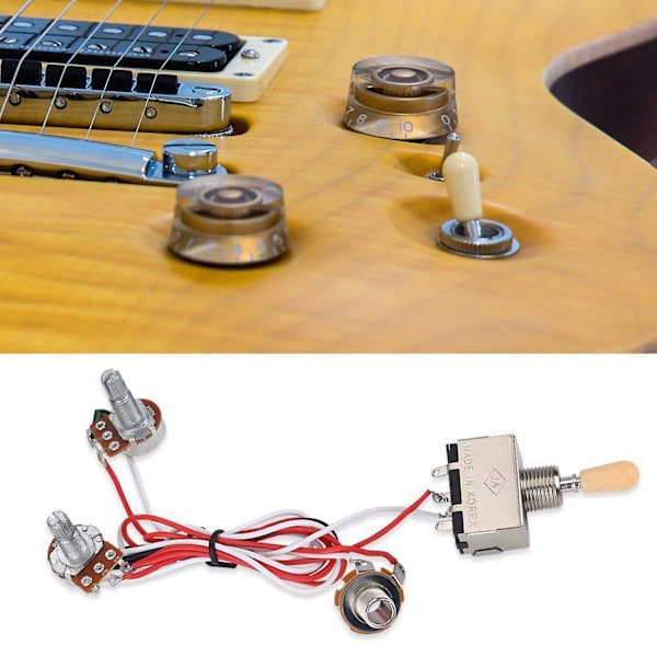 2x Gitar Ledningsnett 3-veis Bryter 1v1t 500k Elektrisk Gitar 2 Humbuckers
