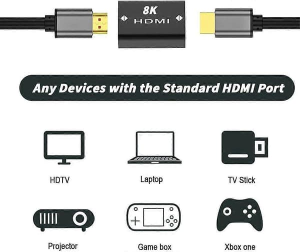 HDMI-koppling 8K HDMI-förlängare, hona till hona HDMI-kontakt, stöder Ethernet, HDMI-adapter, höghastighetskontakt