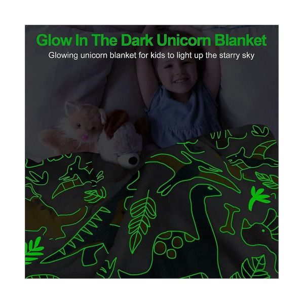 Dinosauriefilt för pojkar, Glow In The Dark filt för barn, Toddler för pojkar, Dinosaurie