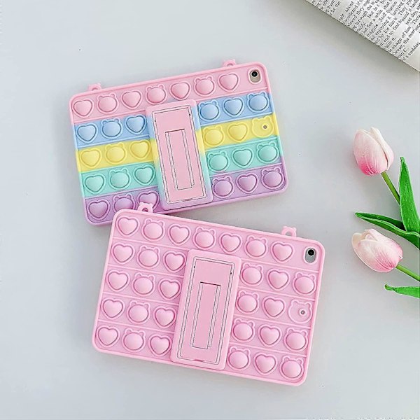 Etui for iPad 9. generasjon 2021 10,2 tommer, iPad 7. og 8. generasjon 2020/2019 etui - Stilig myk regnbue boble fidget sensorisk stressreduserende støtsikkert etui