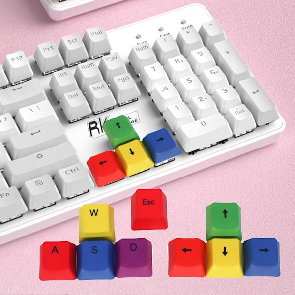 1 Sett Tastaturhetter Fargerike Dyesublimerte PBT Universelle WASD Mekaniske Tastaturhetter for Datatilbehør