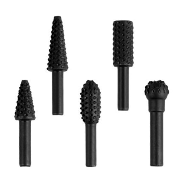5-pack Rotarys Borrset Universal Träskärvningsfil Rasp Borr för Polering Gravyr