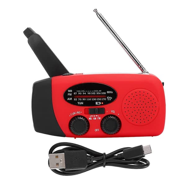 Håndsving Solar LED-lys med AM/FM-radio og NOAA-funktion