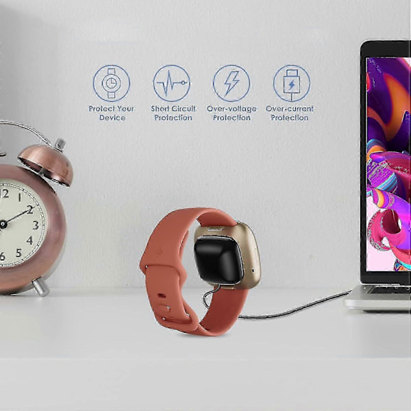 2 kpl Laturi Yhteensopiva Fitbit Sense/Fitbit Sense 2, Fitbit Versa 3 / Fitbit Versa 4 kanssa, Korvaava Latausjohto Yhteensopiva Fitbitin kanssa