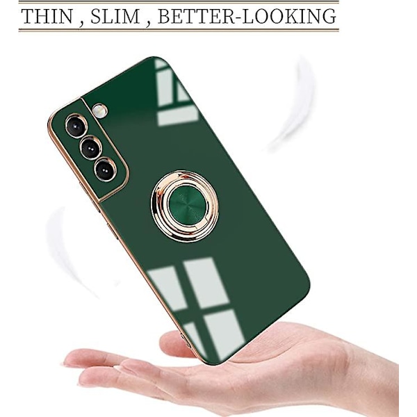 Kompatibel med Samsung Galaxy S21 Fe Cover med Ringholder Stativ [med Magnetisk] Blød Tpu Stødsikker Elektrobelagt Beskyttende Telefon Cover til Galax