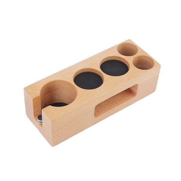Espresso Tamper Holder Station, 5 Huller Ikke-Træ Espresso Tamper Måtte Stand Tamper Station Træbase med Måtte