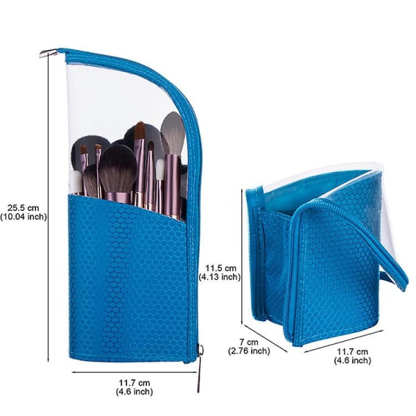 Svart Reise Makeup Koster Holder, Blyant Penn Case Organizer Bag Kosmetik Glidelås Lomme Bærbar Vanntett Støvfri Stående Toalettsaker Skriveartikkel Bag W