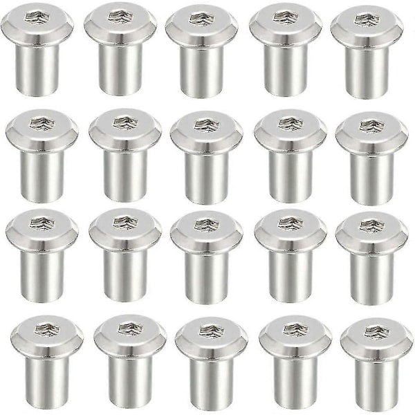 M6x12mm Skrue med hode, blindmutter, nikkelbelagt, 20 stk, seuais