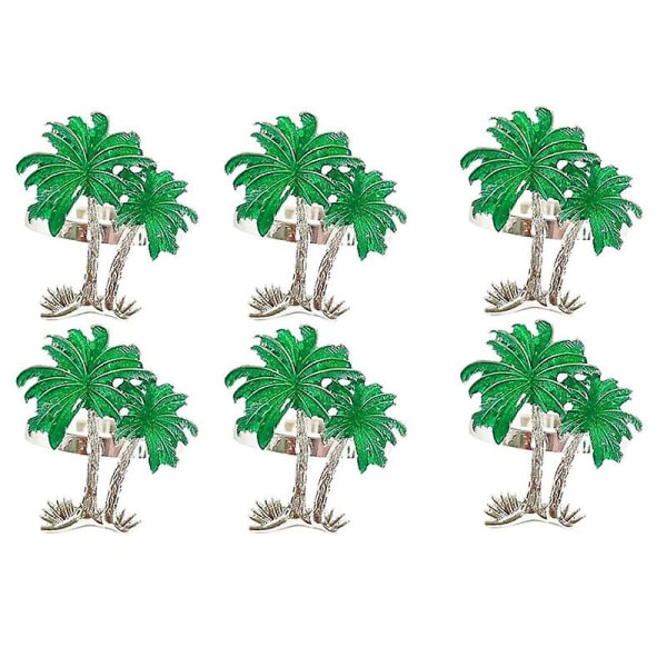 6 Stk Coconut Tree Servietringe,servietringe Holdere Grøn Plante