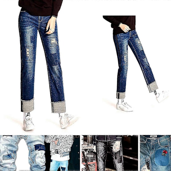 Strykjärn på Denimlappar för Kläder Jeans 24 st, 3 Färger (12,4 cm x 9,4 cm)