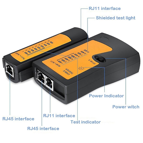 Rj45 Rj11 Rj12 Cat5 Utp Kabel Lan Tester Netværkskabel Tester Lan Kabel Tester Netværksværktøj Netværksreparation Hurtig Levering