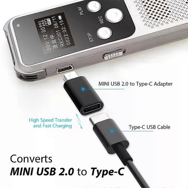 1~10 st Mini USB till Typ C Adapter 5 Pin Hane Mini USB till Hona USB Typ C Dataöverföringskontakt för MP3 Kamera PC Silver 5pcs