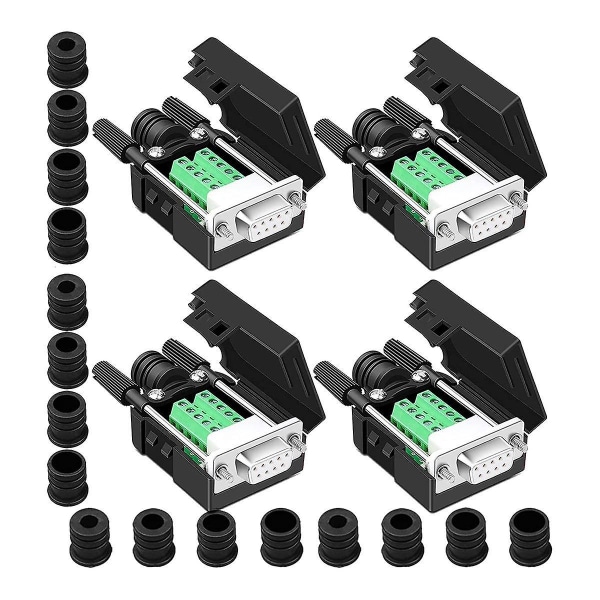 4 stk Db9 Hunn Breakout Connector,db9 Loddefri Rs232 D-sub seriell til 9-pinners portterminaladapter