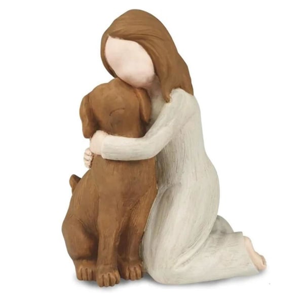 Love My Dog Figurines Statuer, Dog Angel Venskab Erindringsgaver, skulpturerede håndmalede figurer