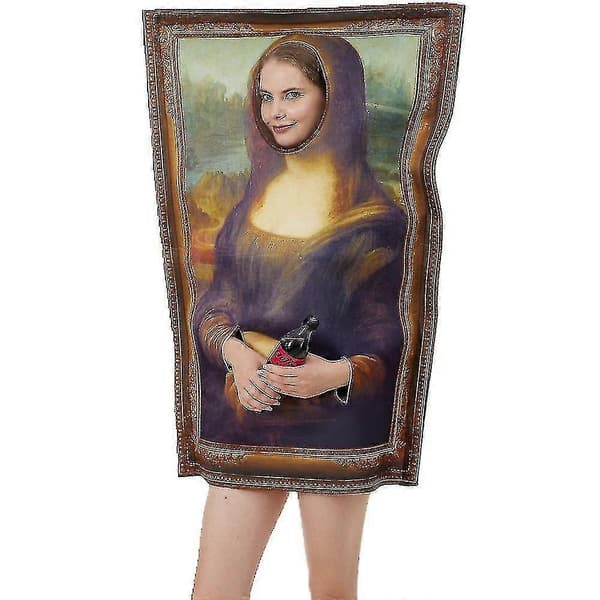 Halloween Rolig Väggmålning Mona Lisa Cosplay Kostym