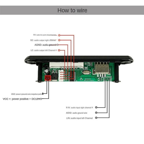 USB MP3-modul Bluetooth 12V MP3 WMA Dekoderkort Ljudmodul FM AUX USB TF Radio för Bil Fjärrkontroll Musik Högtalare